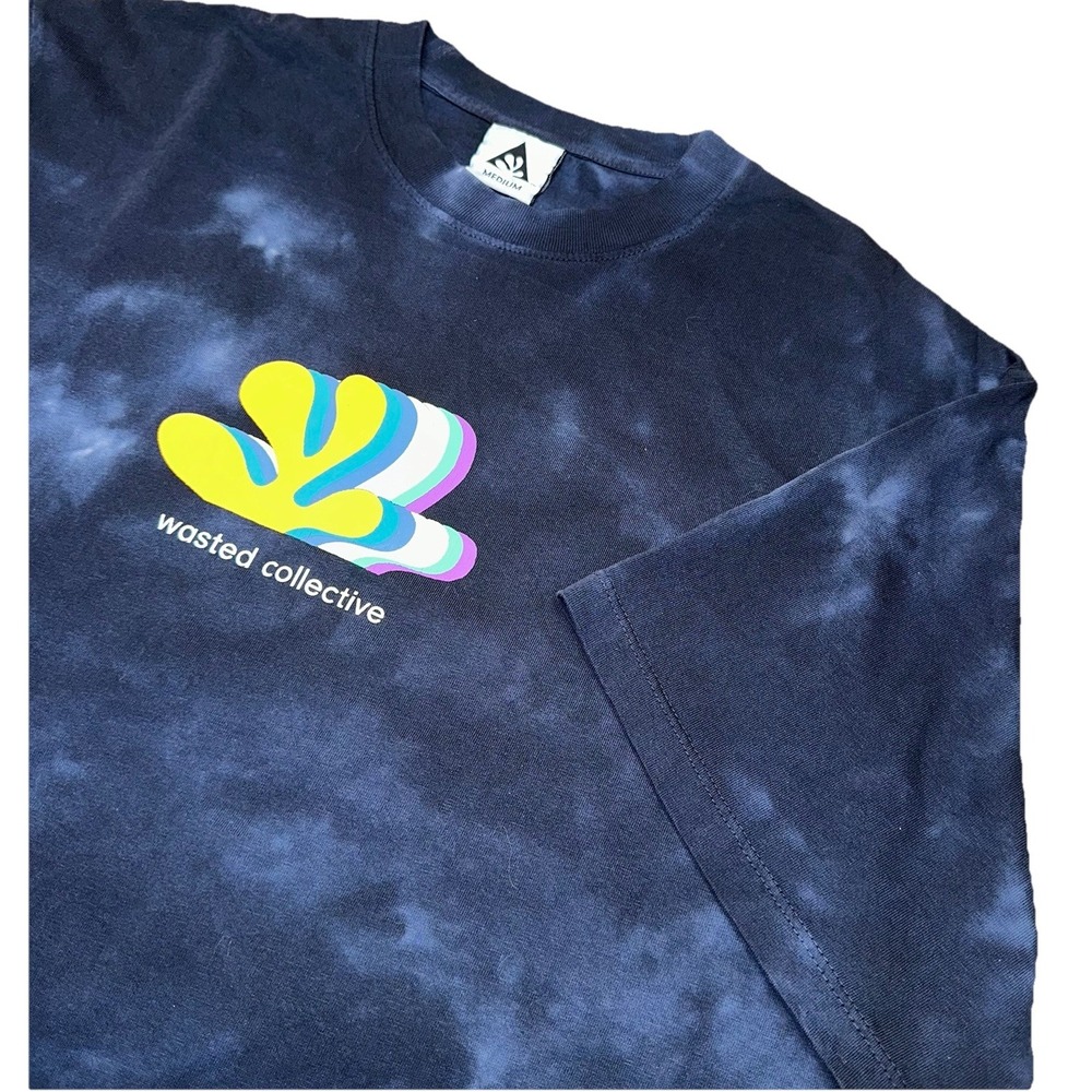 NWOT Wasted Collective Blue Tie‎ Dye 100% Cotton Short Sleeve T-Shirt Men's M